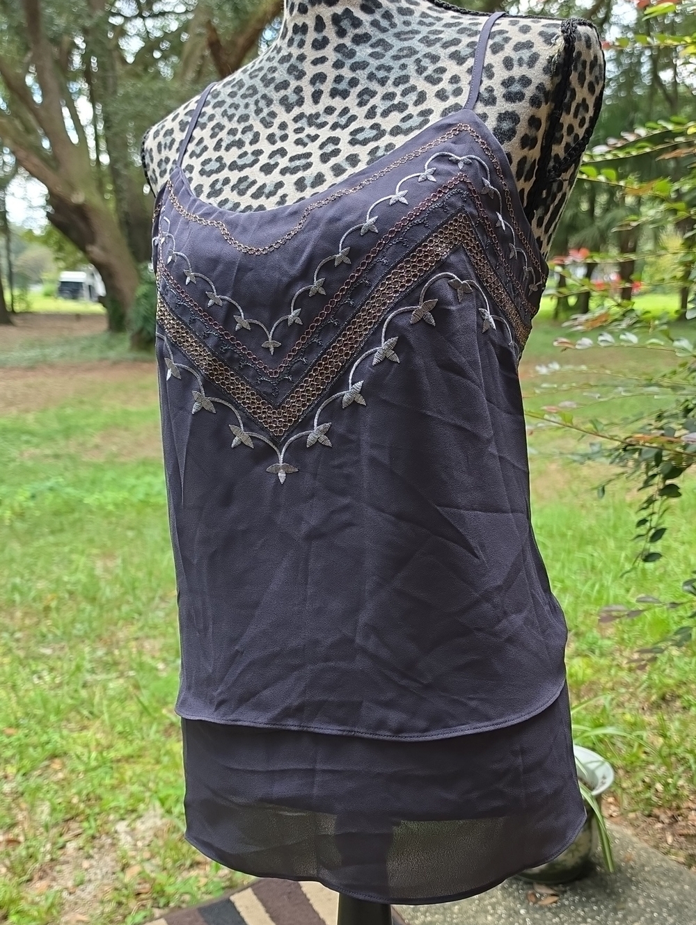 Apt. 9 Charcoal Embroidered V-Chevron Spaghetti-Strap Camisole
